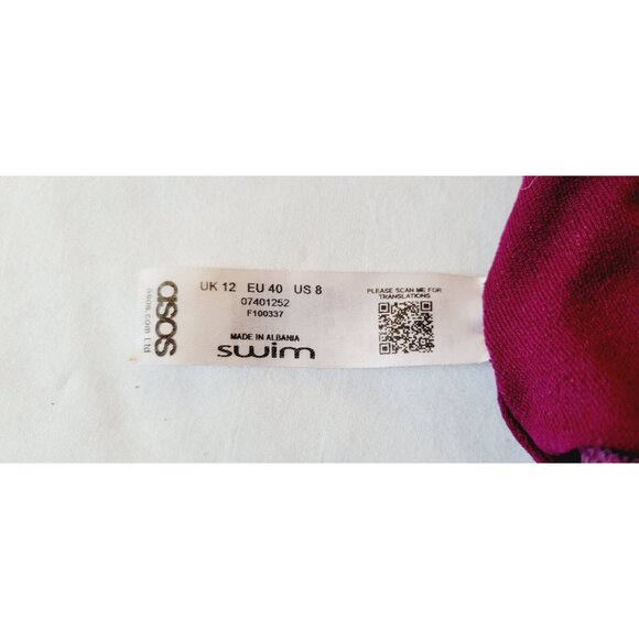 ASOS Burgundy US 8 Velour Bikini Swimsuit High Waisted High Cut Bottom - Picture 3 of 6